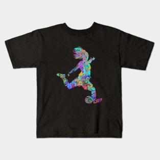 Female Soccer Player Psychedelic Kids T-Shirt